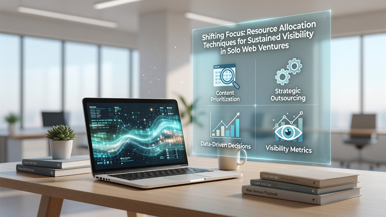 Laptop screen displaying resource allocation spreadsheet alongside web analytics graphs for solo venture planning